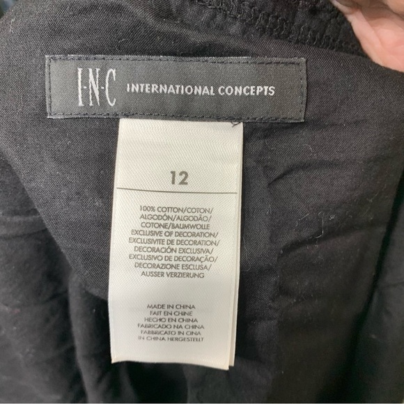 International Concept Black Skirt Minimalist A-Line Pintuck Lace Sz 12 - Picture 9 of 10